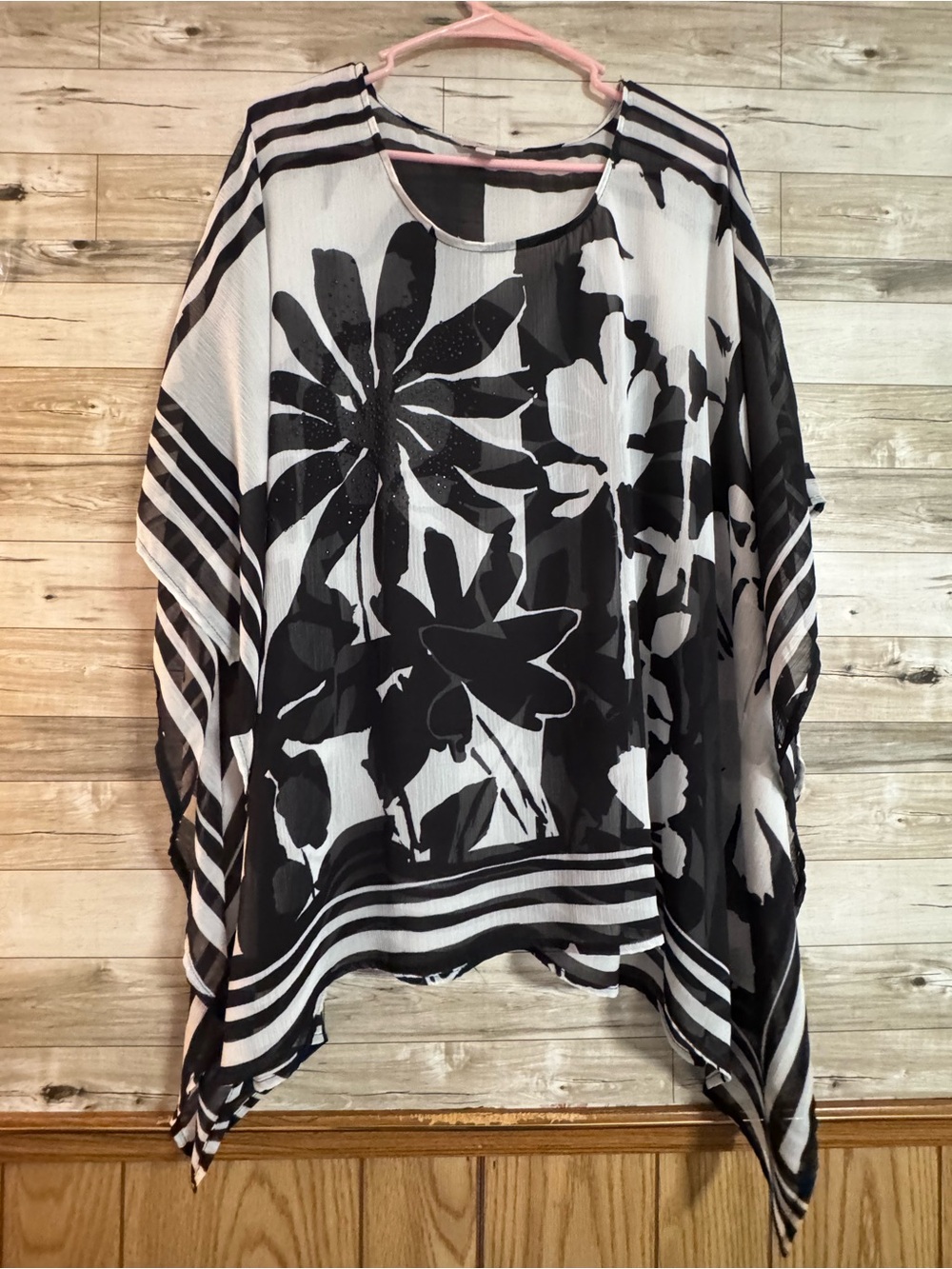 Laura Ashley Black and White Floral Overlay Tunic